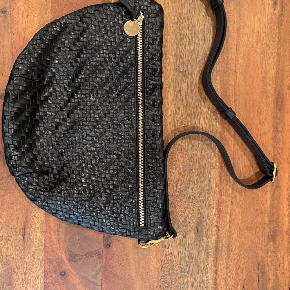 Clare V Grande Fanny Black Woven Zig Zag NWOT